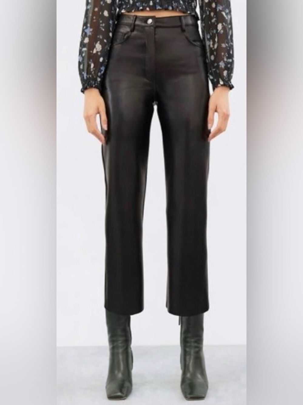 NWT Wilfred Melina Cropped Vegan Leather Black Pants Women's Sz. 6